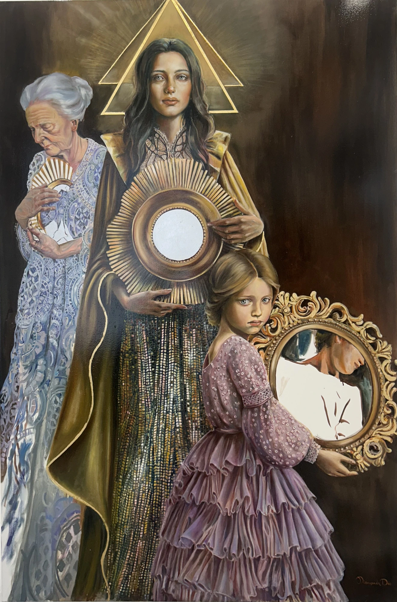 Olio su tela con foglia d'oro e argento – 100 x 150 - 2023	
